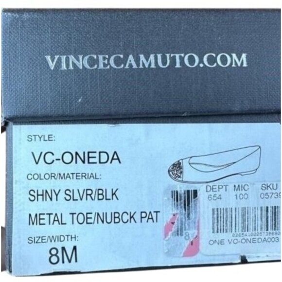 Vince Camuto Oneda Nubuck Patent Leather Embellished Capped Toe Ballet Flats 8 - Picture 6 of 6